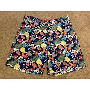 Mens Nautica Swim/Board Shorts Blue Ocean Floral Size Large